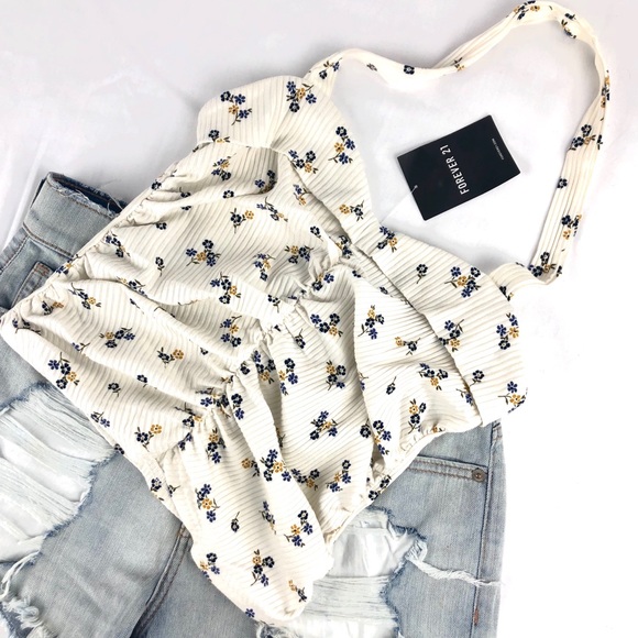 ✰ 3/$20 Forever 21 Floral Halter Top - Picture 1 of 3